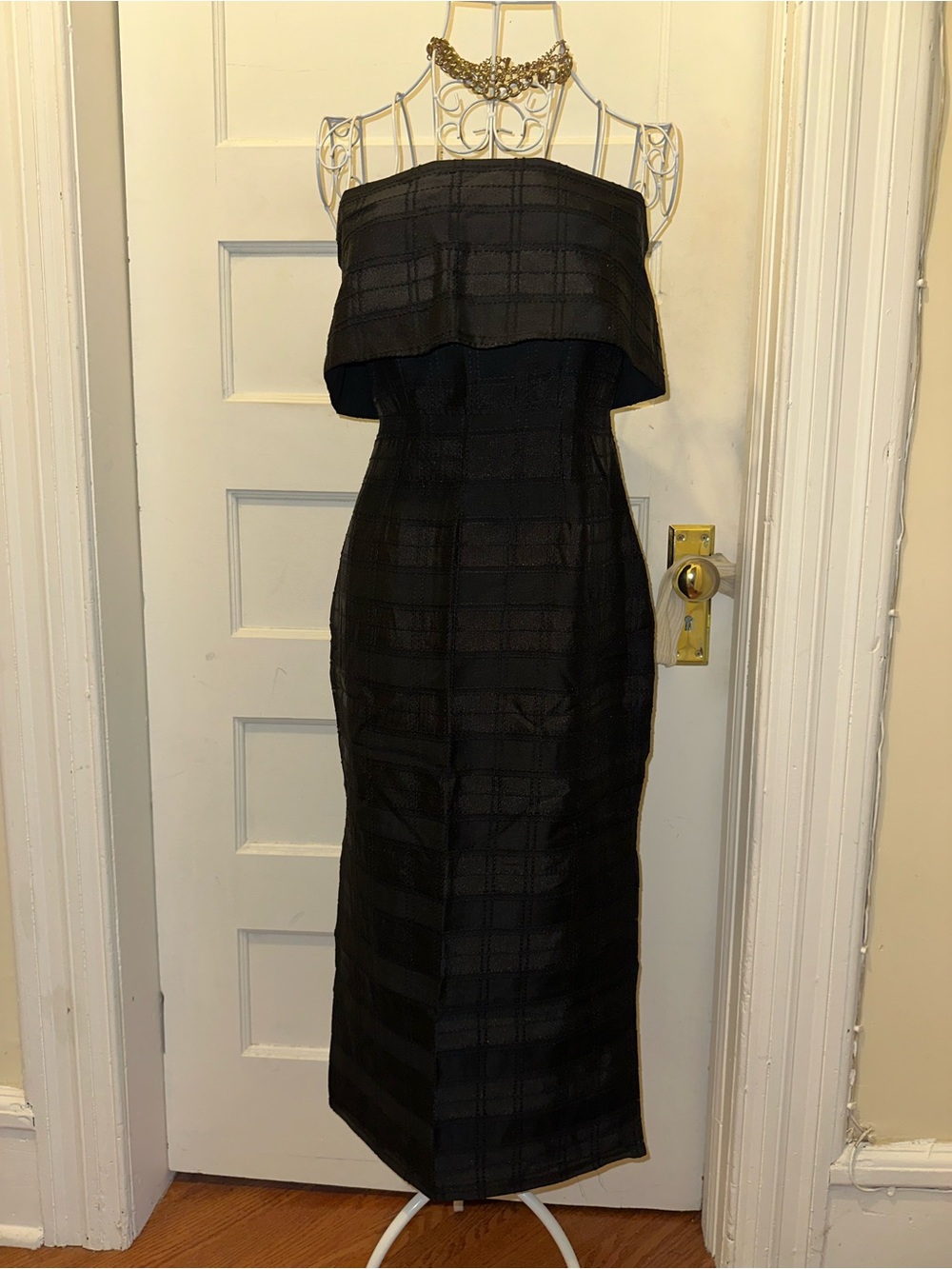 Vintage C/meo Collective Black Strapless Textured Cocktail Dress | S